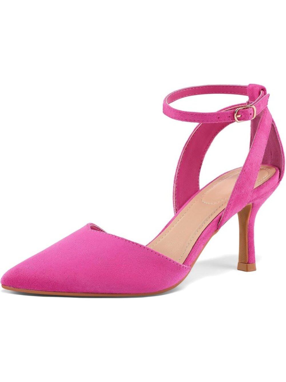 Women's Pink Closed Toe Kitten Heels Comfortable Pointed Toe Dress Pumps Heels